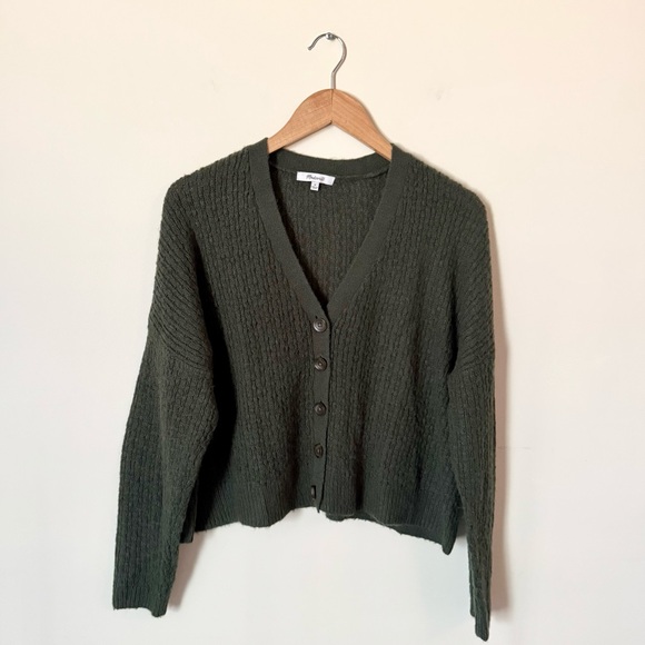 Madewell Mayfair Sweater Cardigan in Hthr Pine - Picture 5 of 12